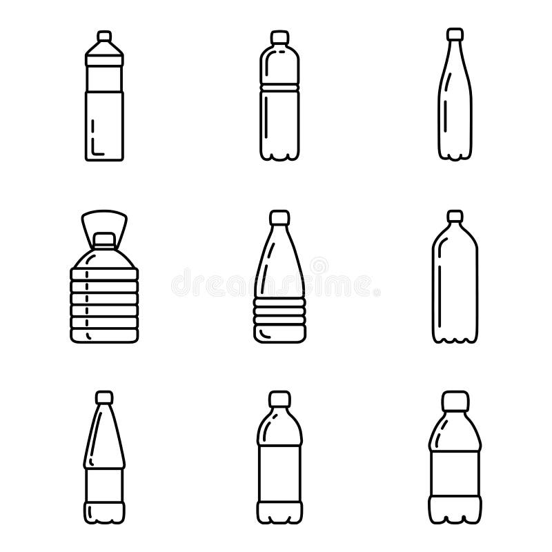 Vector Set of Outline Plastic Bottle Icons Stock Vector Illustration