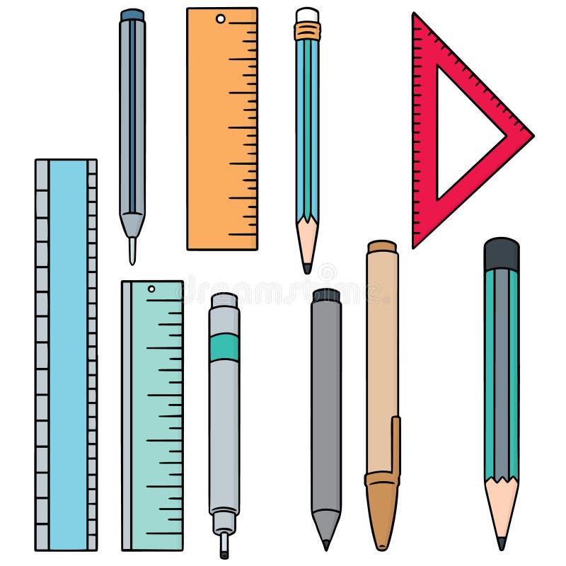 Set of Ruler Drawing illustration Hand drawn - Stock Illustration