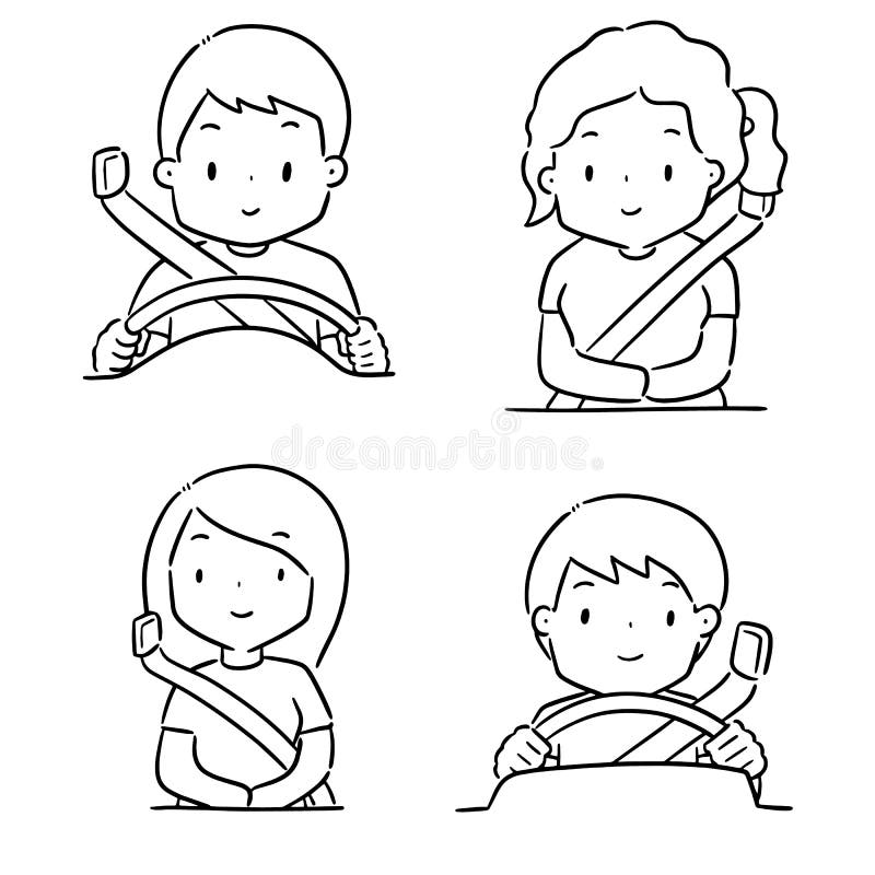 Vector Set Of People Use Safety Belt Stock Vector Illustration of