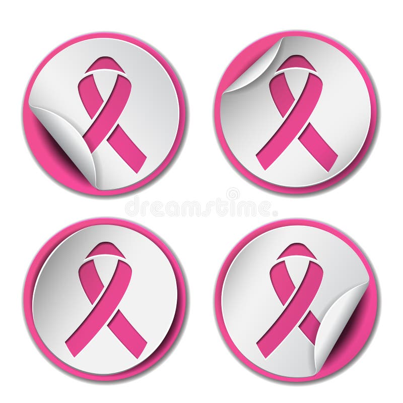 Set Of Pink Ribbons Symbols For Breast Cancer Awareness Royalty