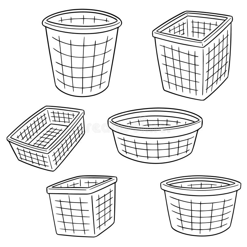 Vector Set of Plastic Basket Stock Vector Illustration of draw