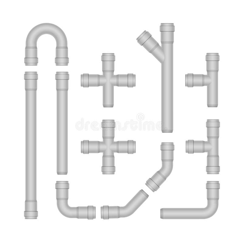 Vector Set of Plastic Pipes Isolated on White Stock Vector