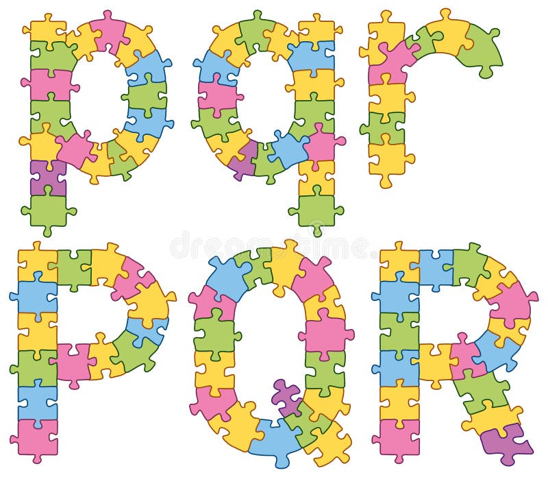 puzzle jigsaw alphabet letters stock vector illustration