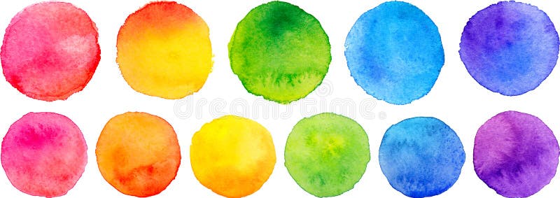 Vector set of rainbow watercolor circles