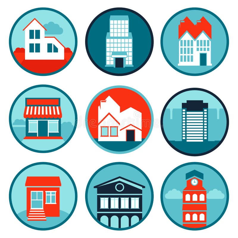 Vector set with real estate logos and emblems vector illustration Vector set with real estate logos and emblems vector illustration