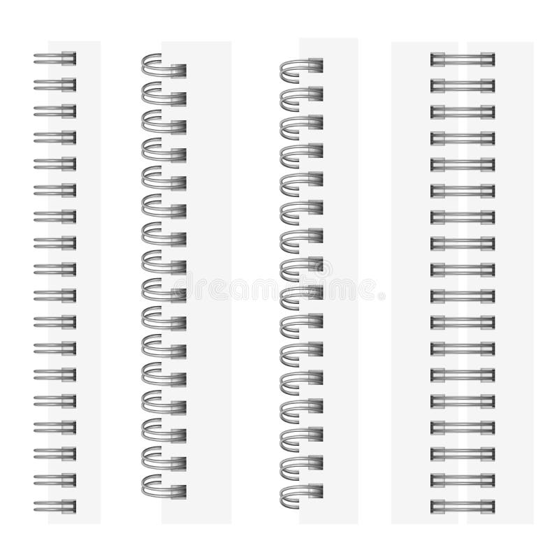Vector set of realistic images of silvery spirals for a notebook. royalty free illustration Vector set of realistic images of silvery spirals for a notebook. royalty free illustration