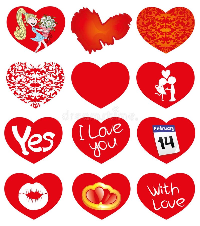 Vector set. Red hearts. royalty free illustration