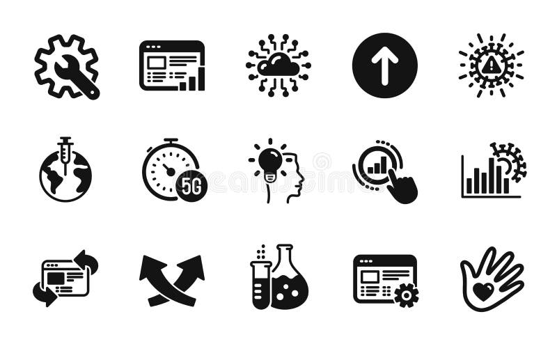Vector set of Refresh website, Social responsibility and Coronavirus statistics icons simple set. Vector stock illustration