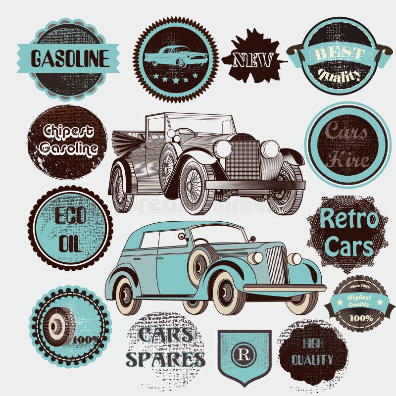 Vector set of retro labels cars and badges