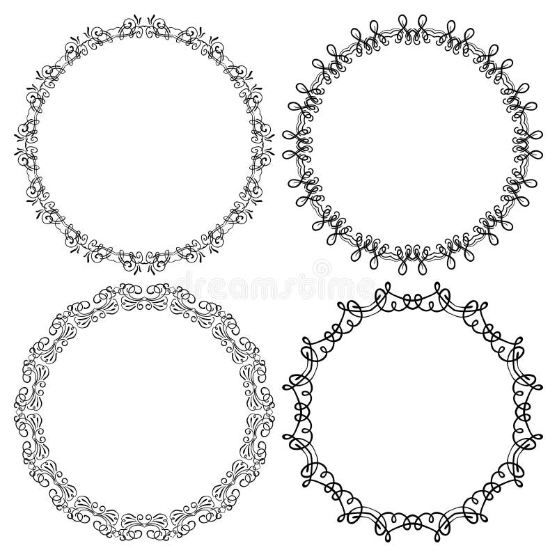 Vector Set of Round Frames on a White Background Stock Vector