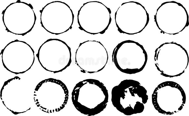 Vector set grunge round ink prints vector illustration