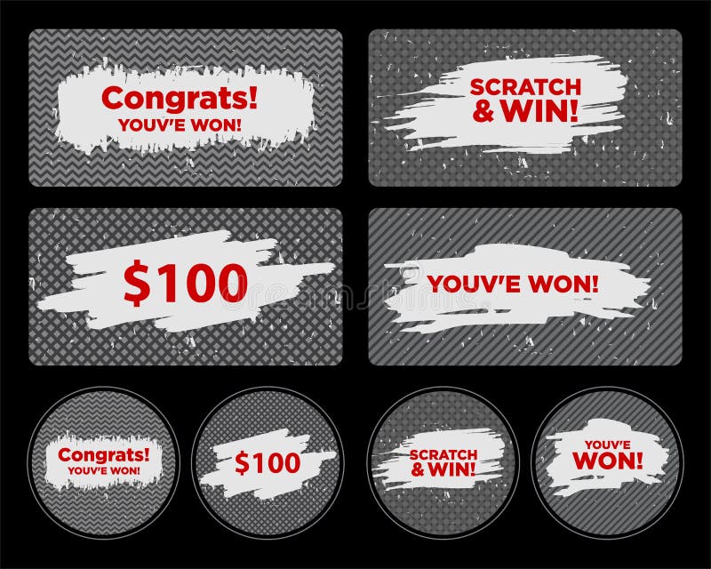 Vector Set of Scratch & Win Card/ Lottery Ticket/ Scratch Torn Marks Effect.