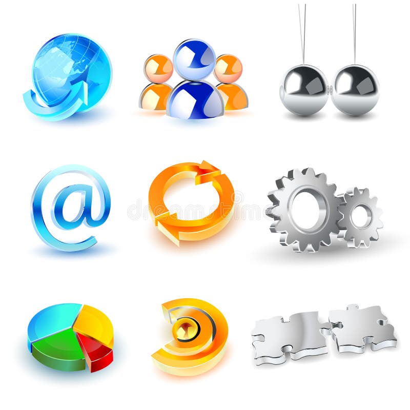 Download Vector Set Of Shiny 3d Icons Stock Vector - Illustration of business, communication: 9848992