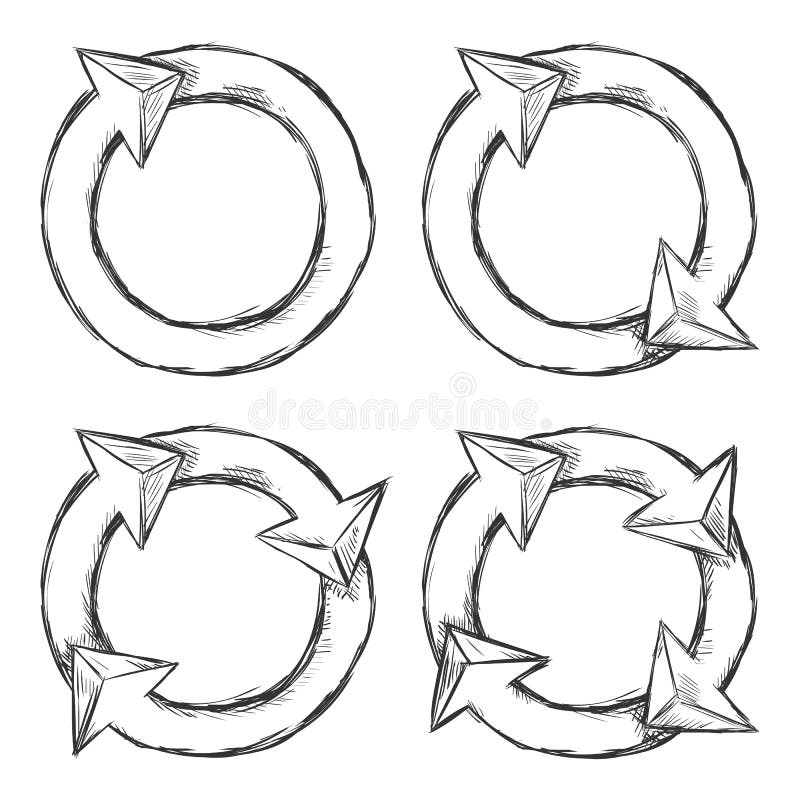 Vector Set of Sketch Circle Arrows Stock Vector - Illustration of chart ...