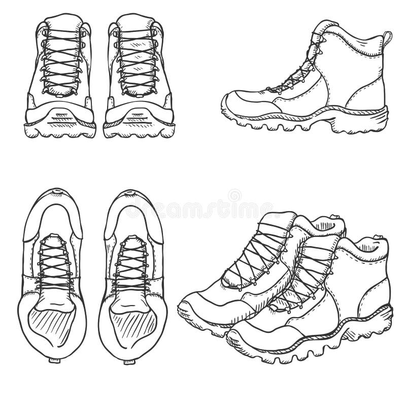 Hiking Boots Vector Simple Modern Icon Design Illustration Stock