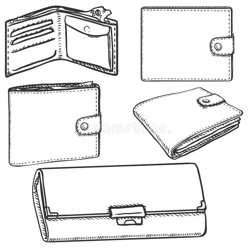 Vector Set Of Sketch Wallets Stock Illustration - Image: 77743674