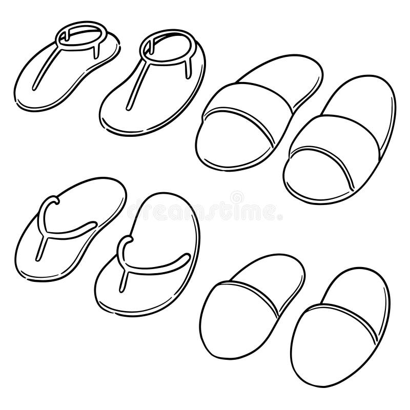 Vector set of slippers stock vector. Illustration of household - 119222412