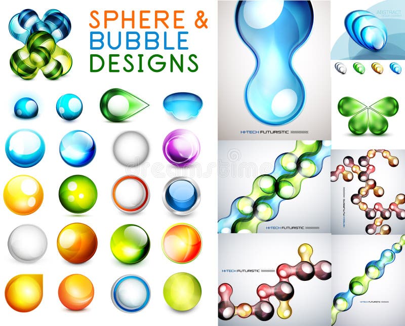 Vector set of sphere and bubble designs