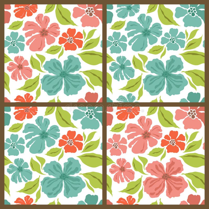 Vector set. Spring flowers patterns.