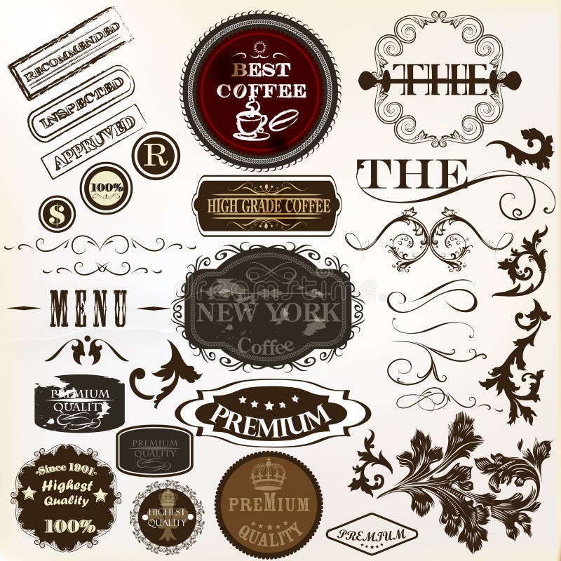 Vector set of stickers and labels in retro style