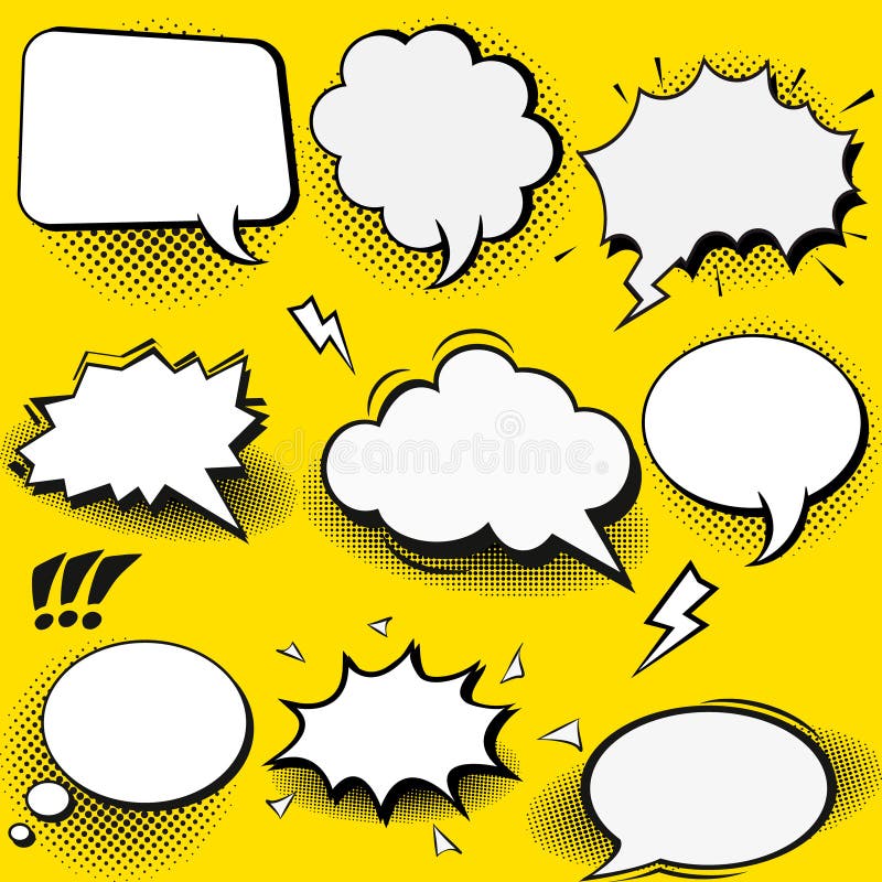 Vector set of stickers of speech bubbles. Blank empty white speech bubbles stock photos