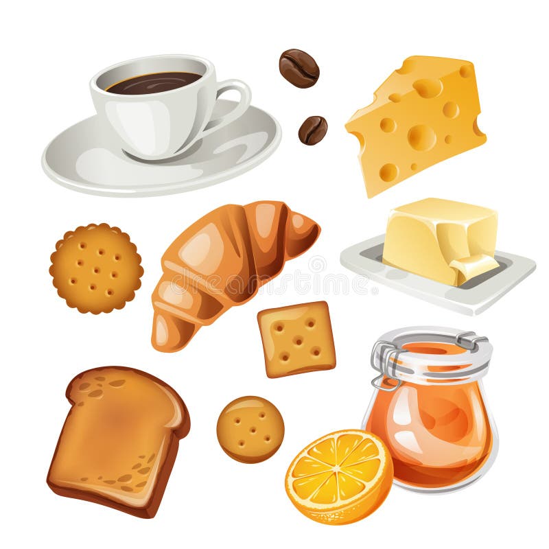 Vector set of stylized food icons. stock illustration