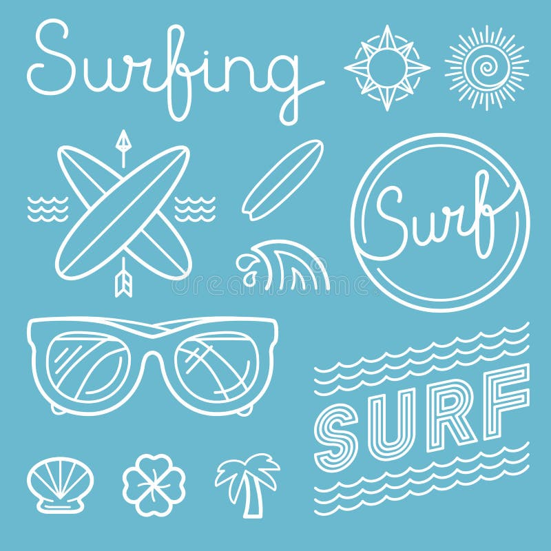 Vector Set Of Surfing Logos Stock Vector - Illustration of collection