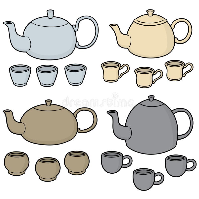Vector set of tea set stock vector. Illustration of serving 118255443