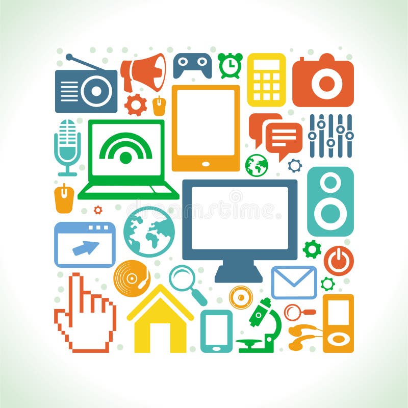Vector set of technology icons in flat style vector illustration Vector set of technology icons in flat style vector illustration