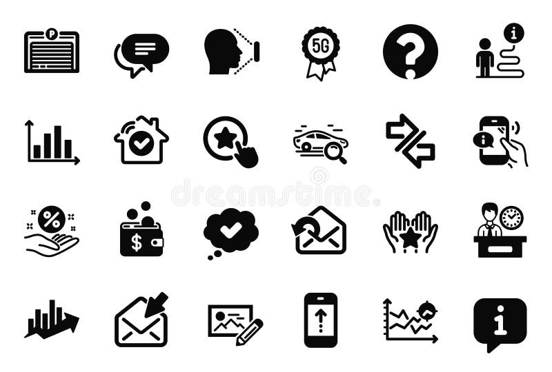 Vector Set of Technology icons related to Approved, Synchronize and Photo edit. Vector stock illustration