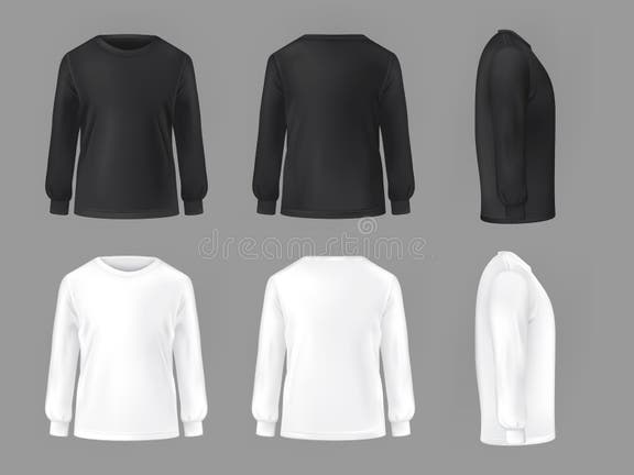Long Sleeve Black Tshirt Template Stock Illustrations 1 580 Long