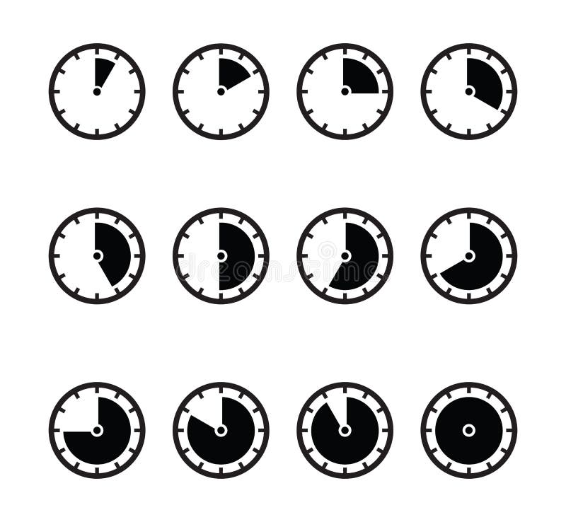Vector Set of Timer icons. Different Time Interval Icons stock illustration