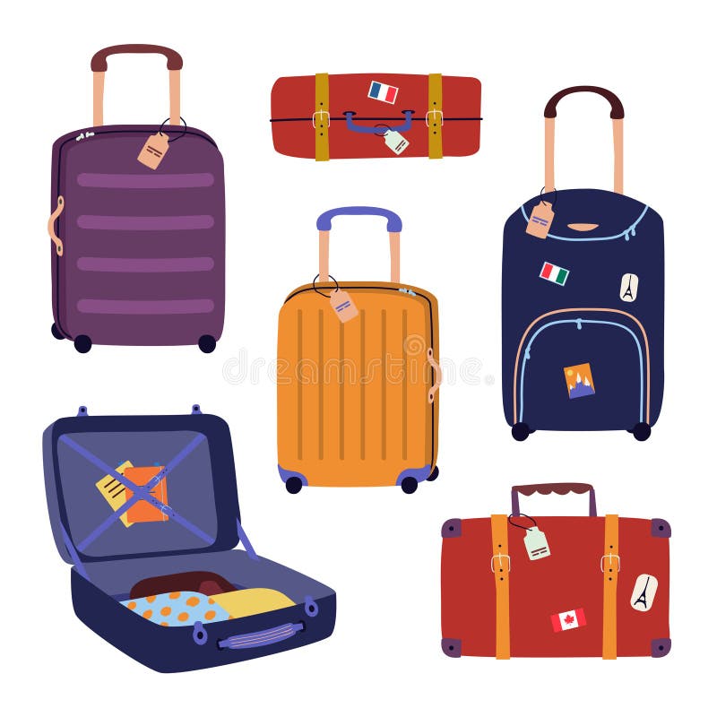 Vintage Suitcases Set. Travel Vector Illustration. Stock Illustration ...