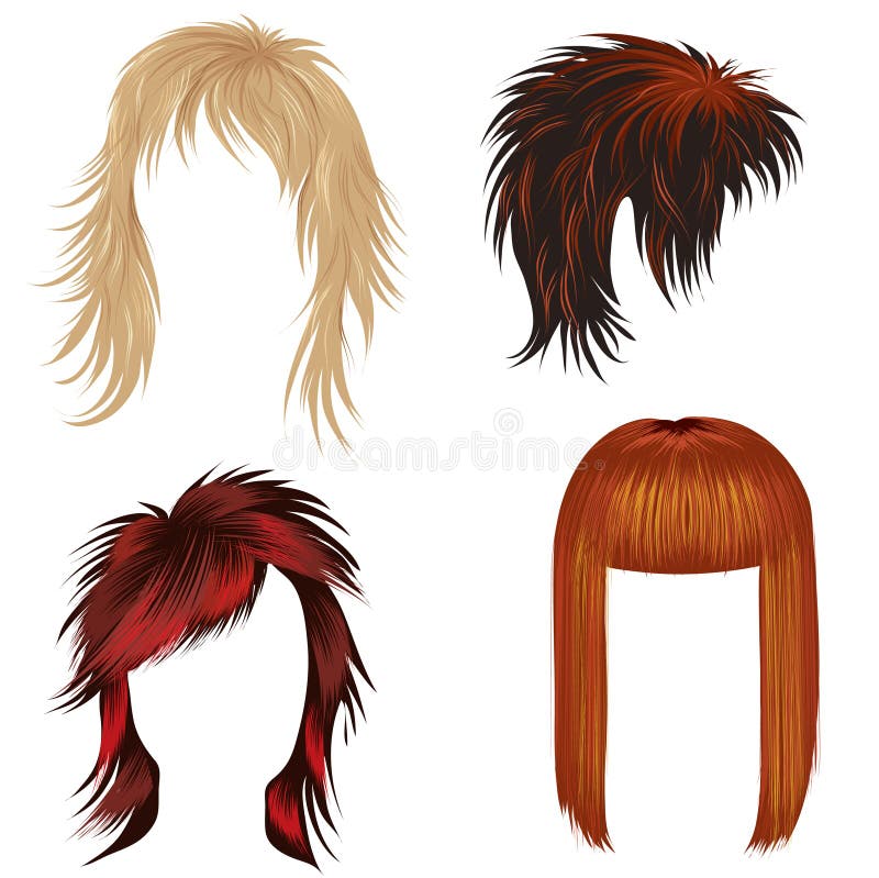 Vector set of trendy hair styling for woman (