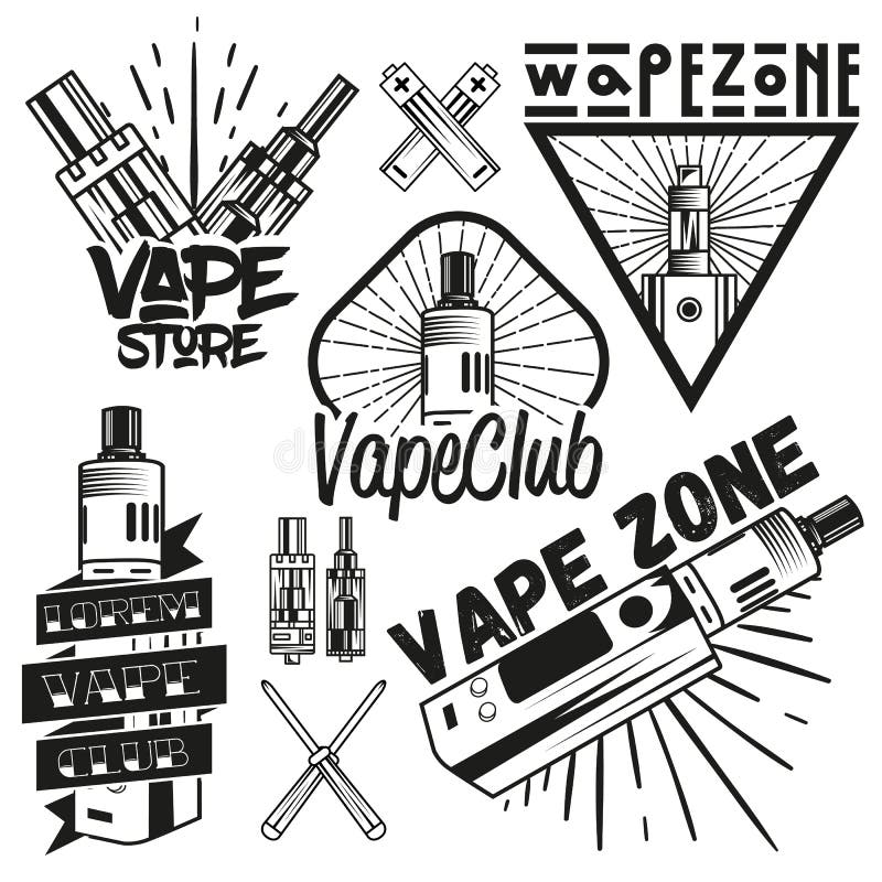 Download Vector Set Of Vape Shop Labels In Vintage Style. Design ...