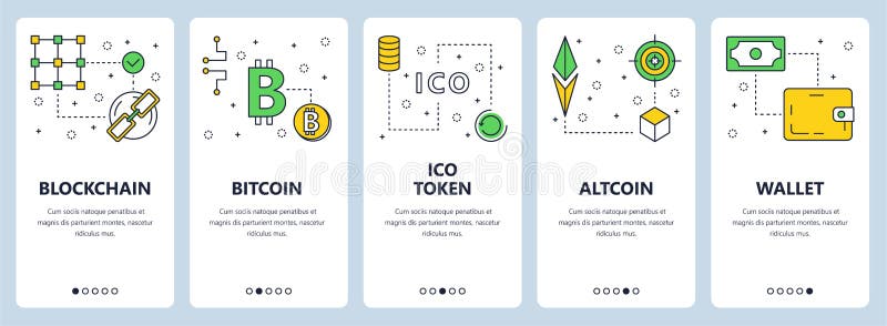 Vector modern thin line blockchain concept web banners stock illustration Vector modern thin line blockchain concept web banners stock illustration
