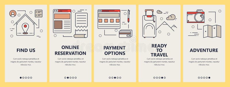 Vector set of vertical banners with travel concept elements in linear style design. Thin line flat design symbols, icons royalty free illustration Vector set of vertical banners with travel concept elements in linear style design. Thin line flat design symbols, icons royalty free illustration