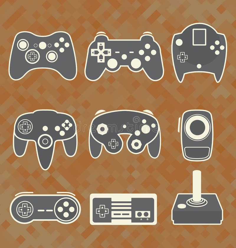 Vector Set: Video Game Controller Silhouettes royalty free illustration
