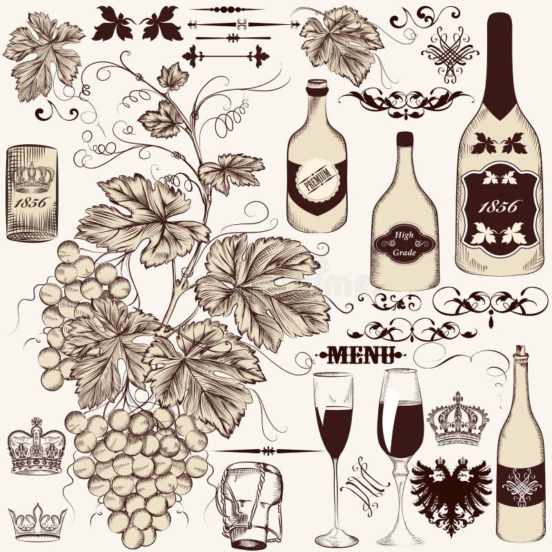 Vector set of vintage decorative elements stock illustration Vector set of vintage decorative elements stock illustration