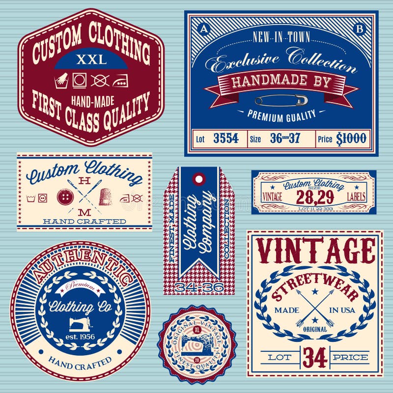 Vintage clothing tags stock vector. Illustration of brown - 38499349