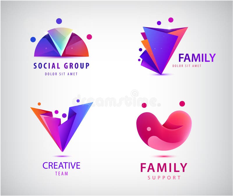 Vector set of men, people group, family logos. Child adoption logo collection and charitable foundations, social relations. Vector set of men, people group, family logos. Child adoption logo collection and charitable foundations, social relations