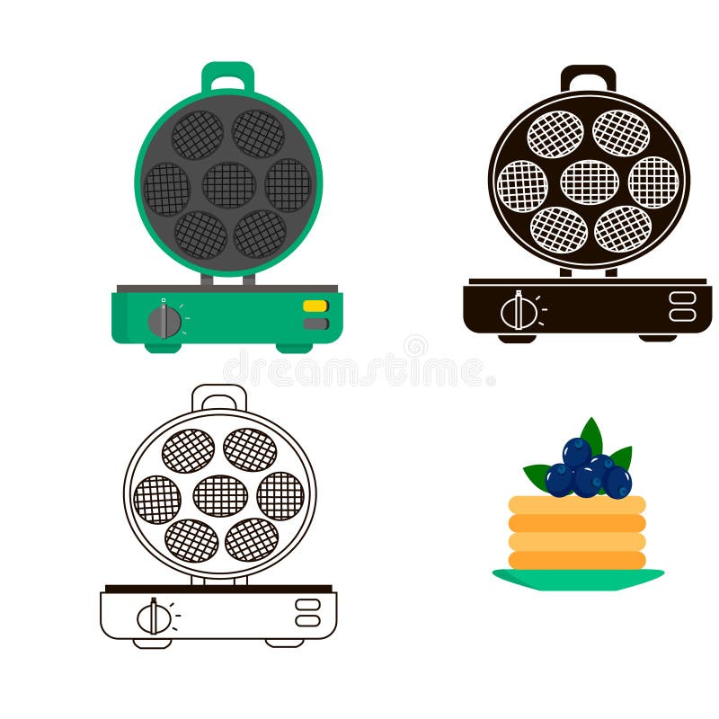 Of Wafflesiron and Waffles. Vector Illustration on a White Background