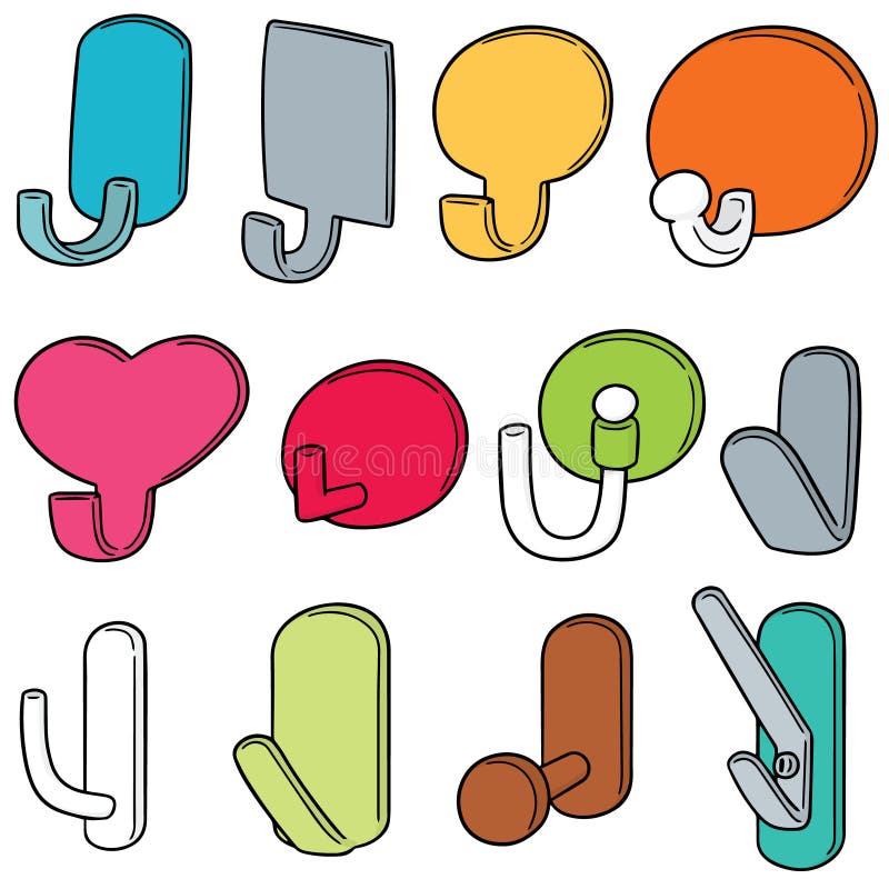 Vector set of wall hooks stock vector. Illustration of drawing 121026458