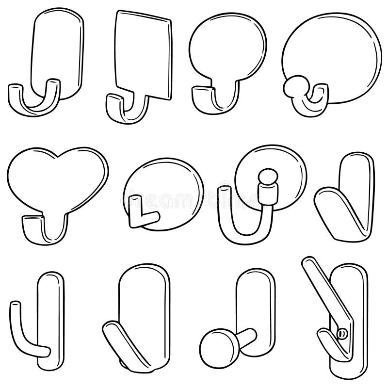 Vector set of wall hooks stock vector. Illustration of clothes 119428282
