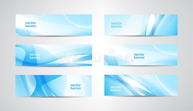 Vector set of wavy banners, blue wave web headers. Water vibrant abstract background, horizontal orientation vector illustration Vector set of wavy banners, blue wave web headers. Water vibrant abstract background, horizontal orientation vector illustration
