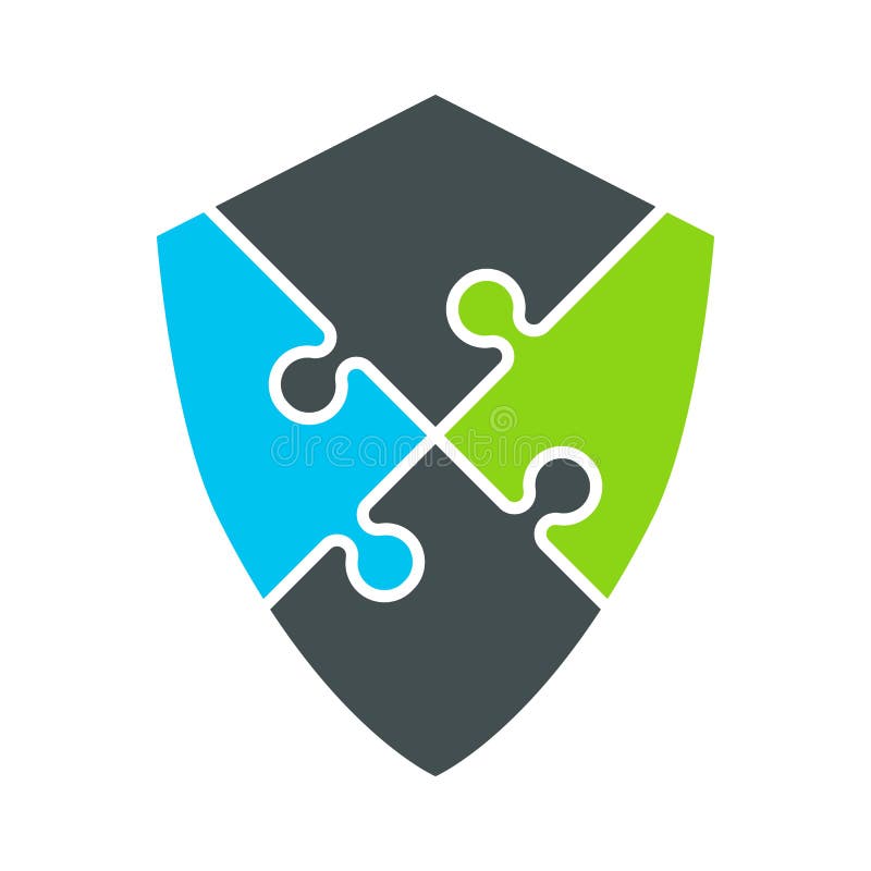 Vector Shield. Puzzle Protection Shield Icon, Logo Stock Vector Illustration of icon, award