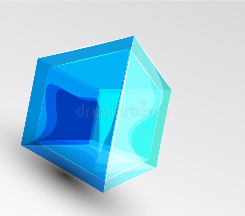 Vector shiny transparent glass cube background