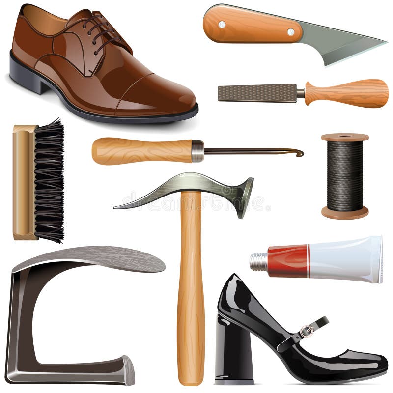 Vector Shoemaker Tools Set stock vector. Illustration of cutter 230207204