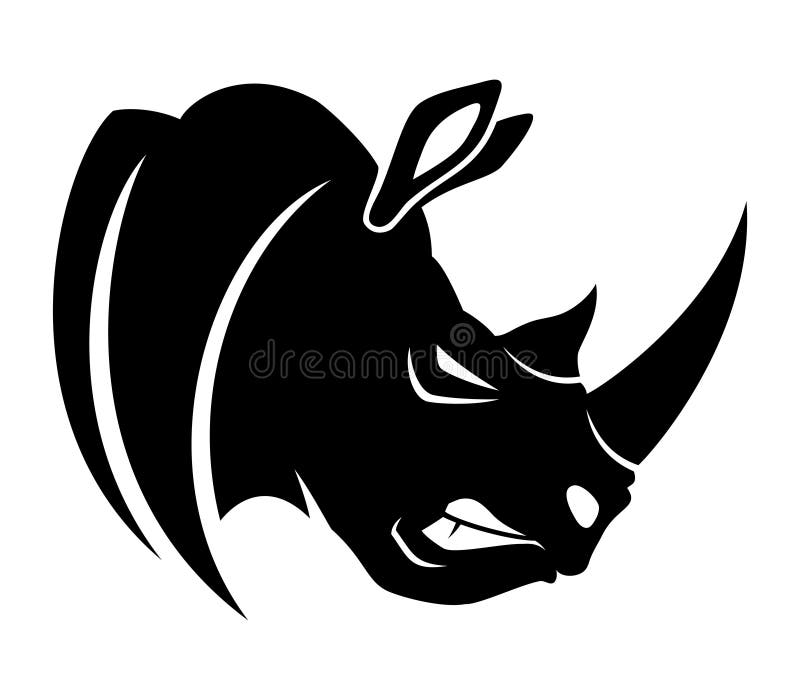 Rinoceronte enojado. Diseño de logotipo monocromo: vector de stock (libre  de regalías) 2330904513