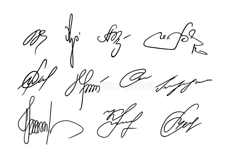 Vector Signature. Autograph Hand Drawn. Scrawl Signature. Handwritten ...